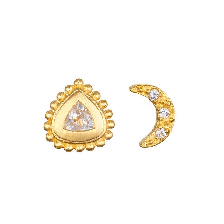 Satya Jewelry - Celestial Brilliance Stud Earrings ~ Moon White Topaz